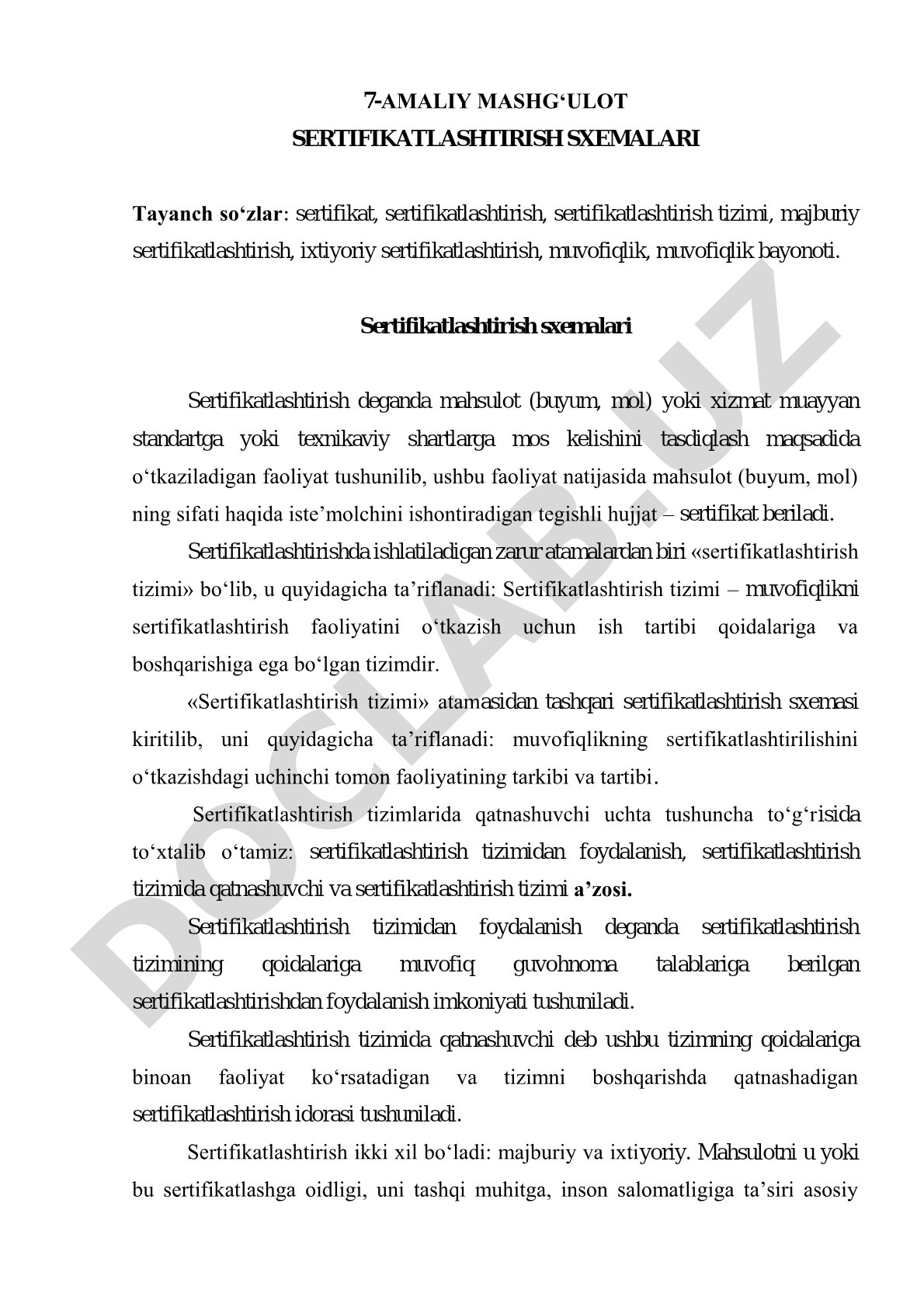 Sertifikatlashtirish tizimlari va sxemalari, majburiy va ixtiyoriy sertifikatlashtirish