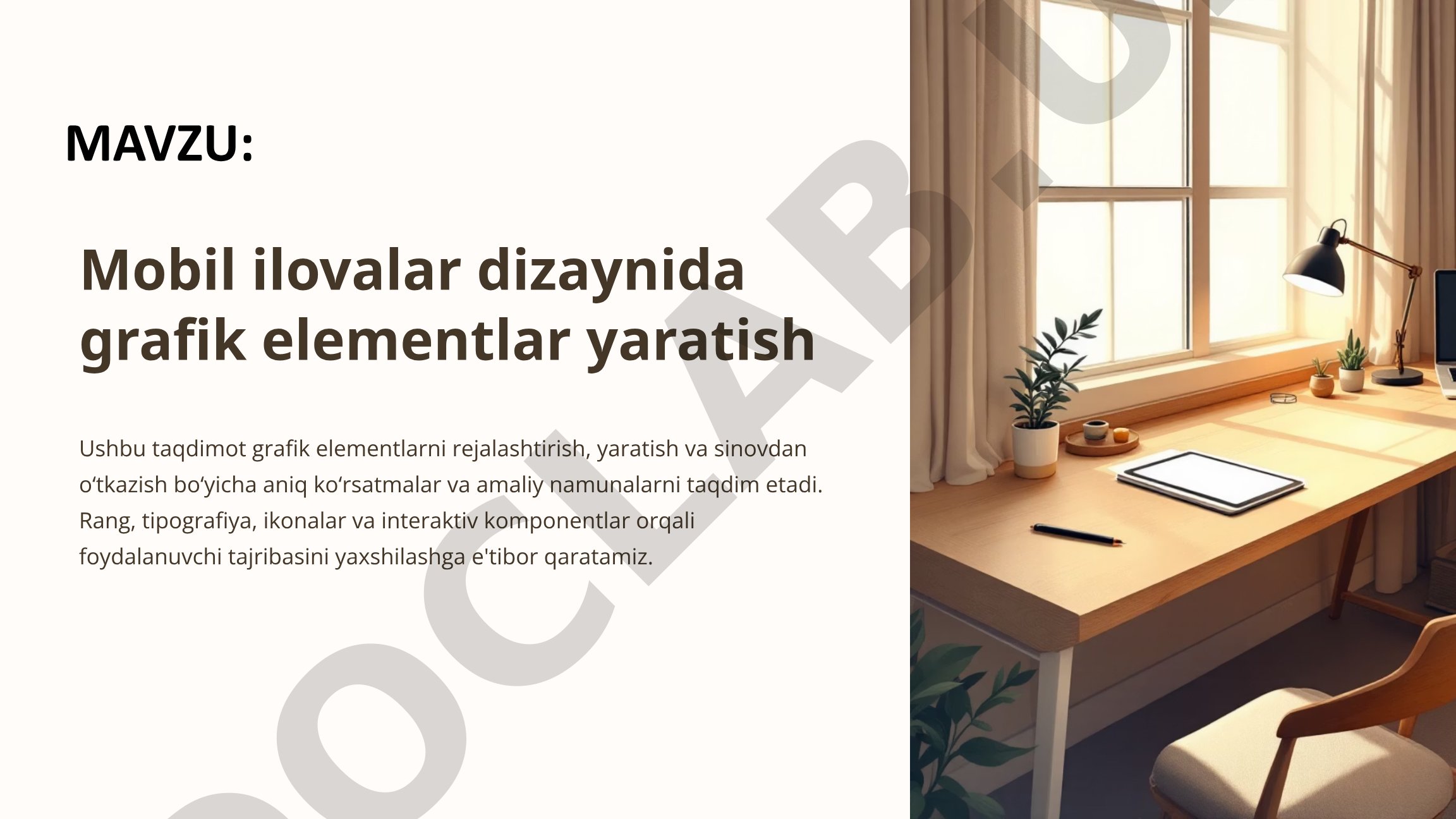 Mobil ilovalar dizaynida grafik elementlar yaratish