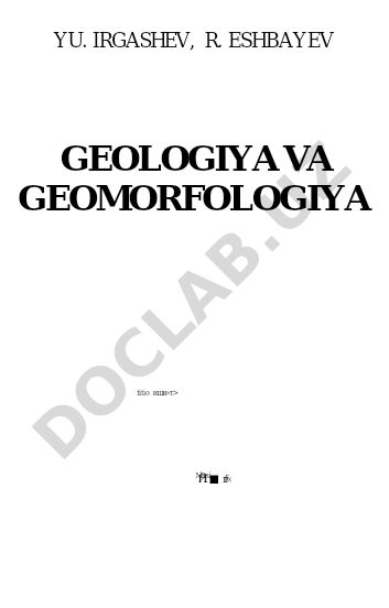 Geologiya va geomorfologiya