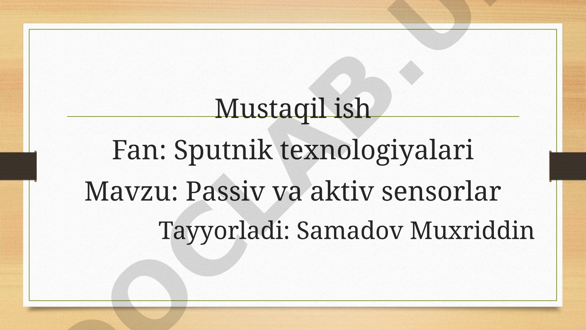 Passiv va aktiv sensorlar