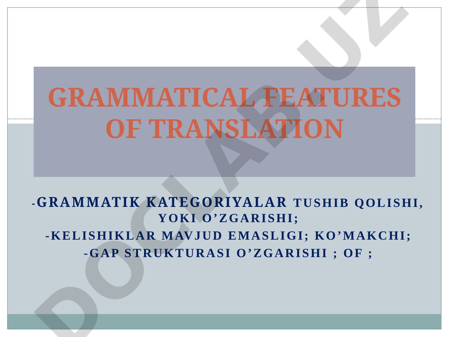 Grammatical features of translation translation of nouns
