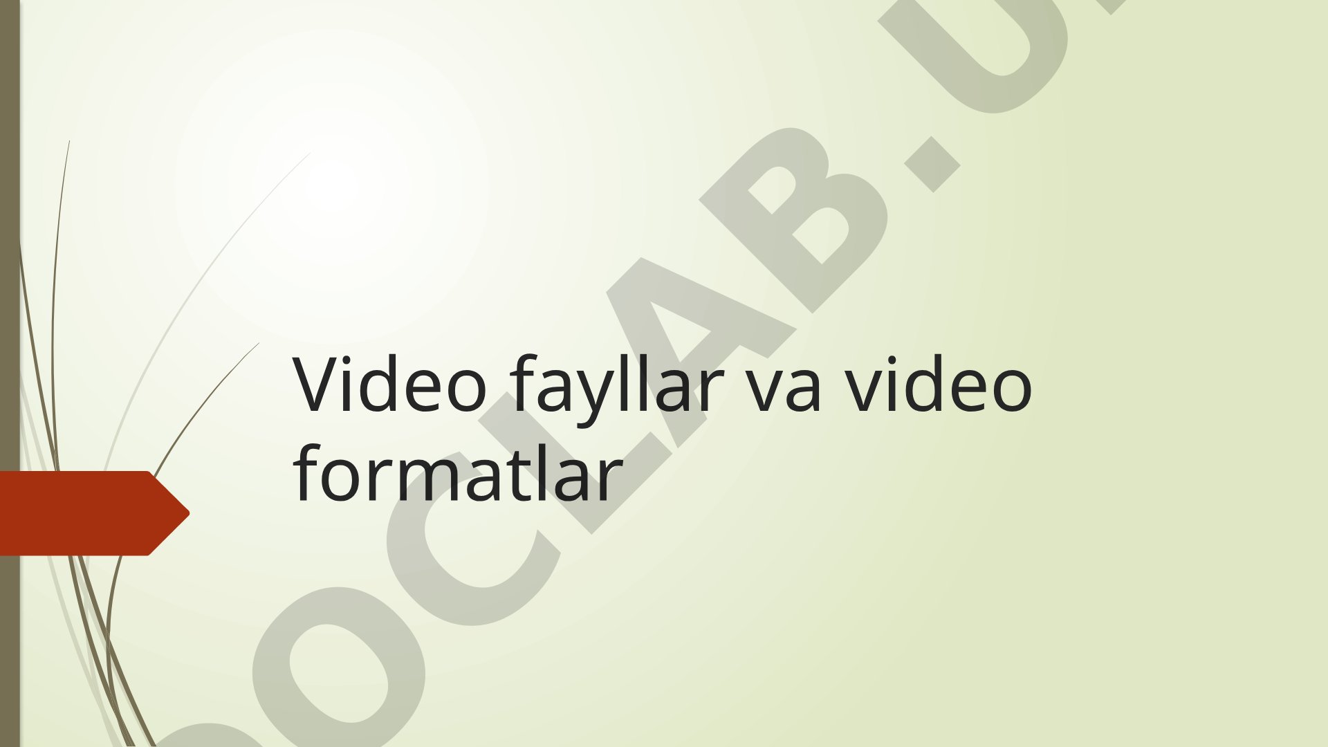 Video formatlar va video signal xususiyatlari