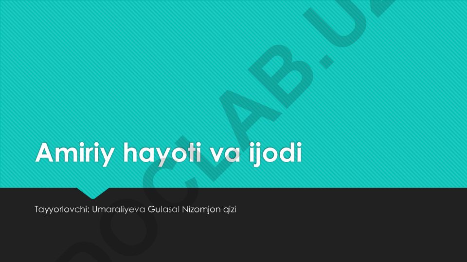 Amiriy hayoti va ijodi