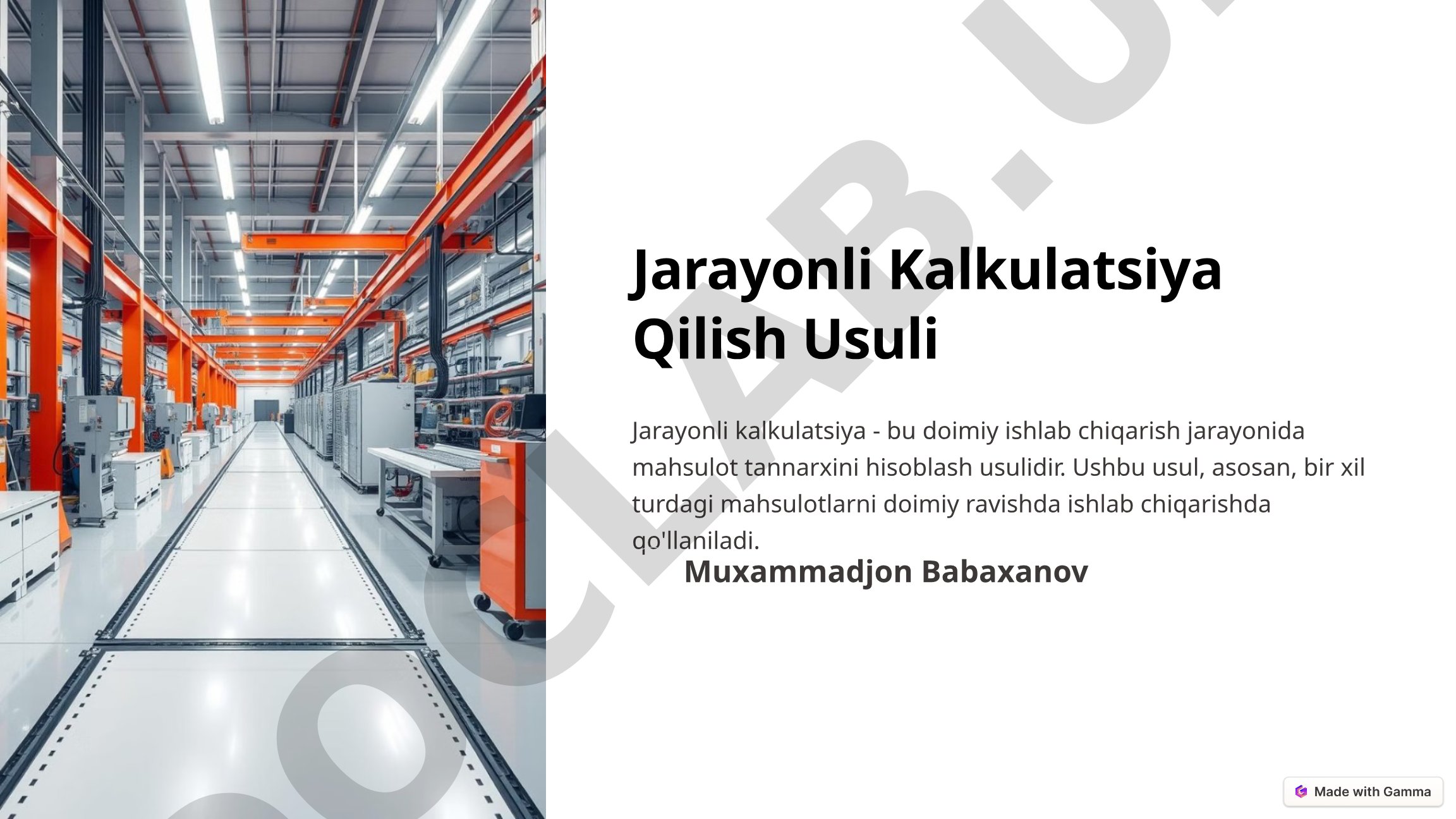 Jarayonli Kalkulatsiya Qilish Usuli