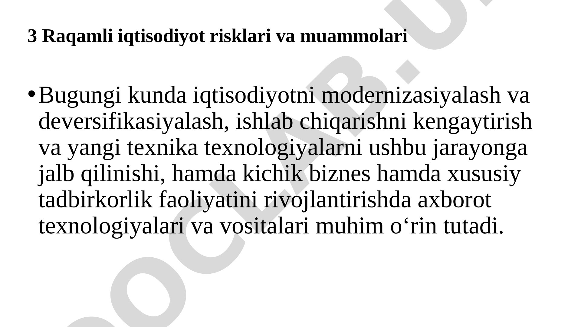 Raqamli iqtisodiyot risklari va muammolari