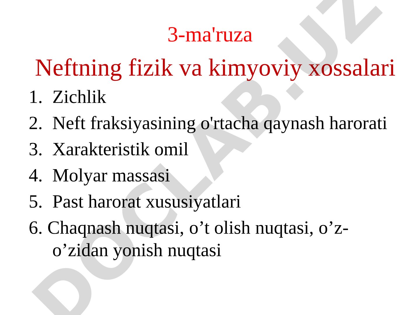 Neftning fizik va kimyoviy xossalari