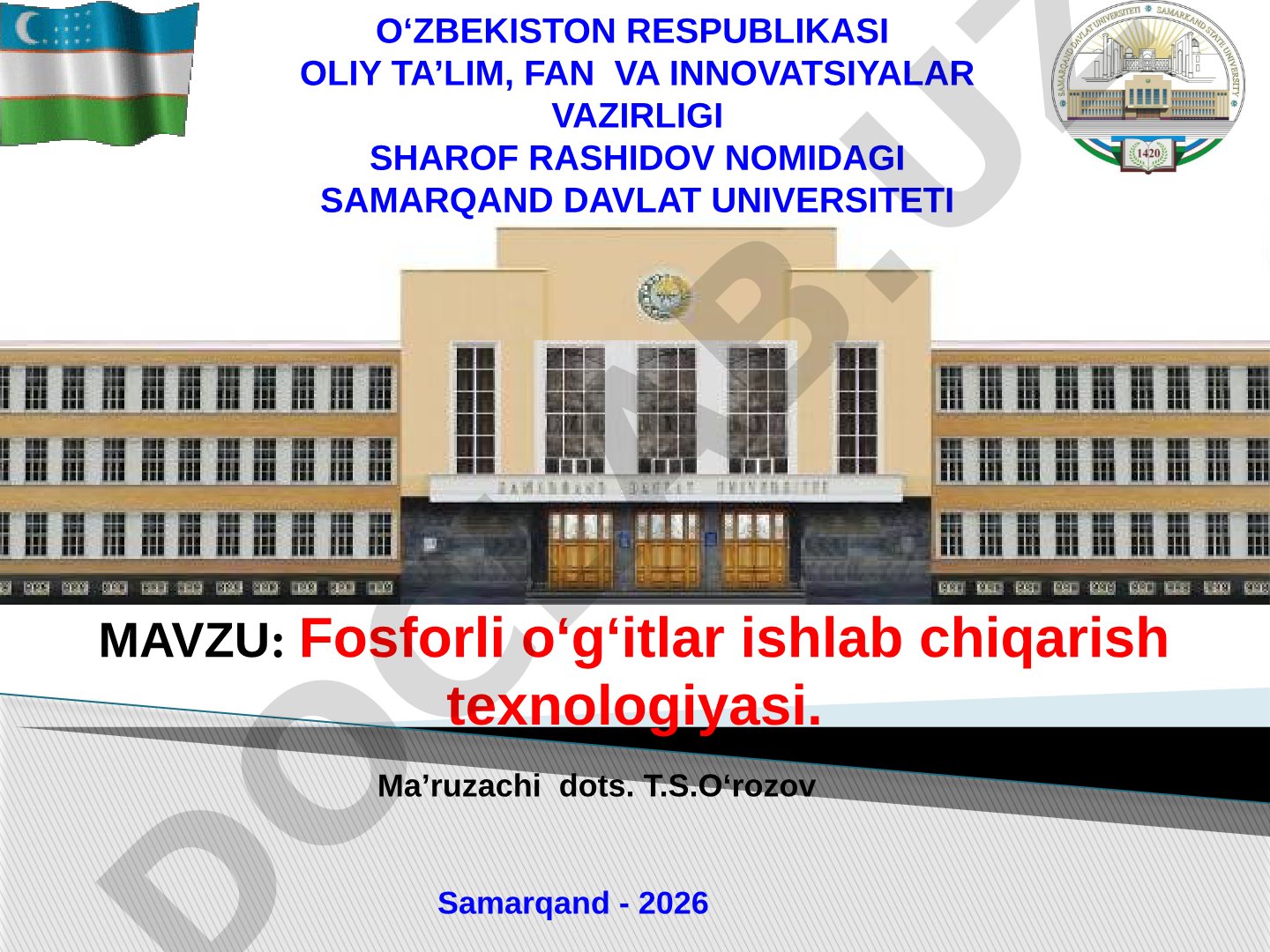Fosforli o‘g‘itlar ishlab chiqarish texnologiyasi