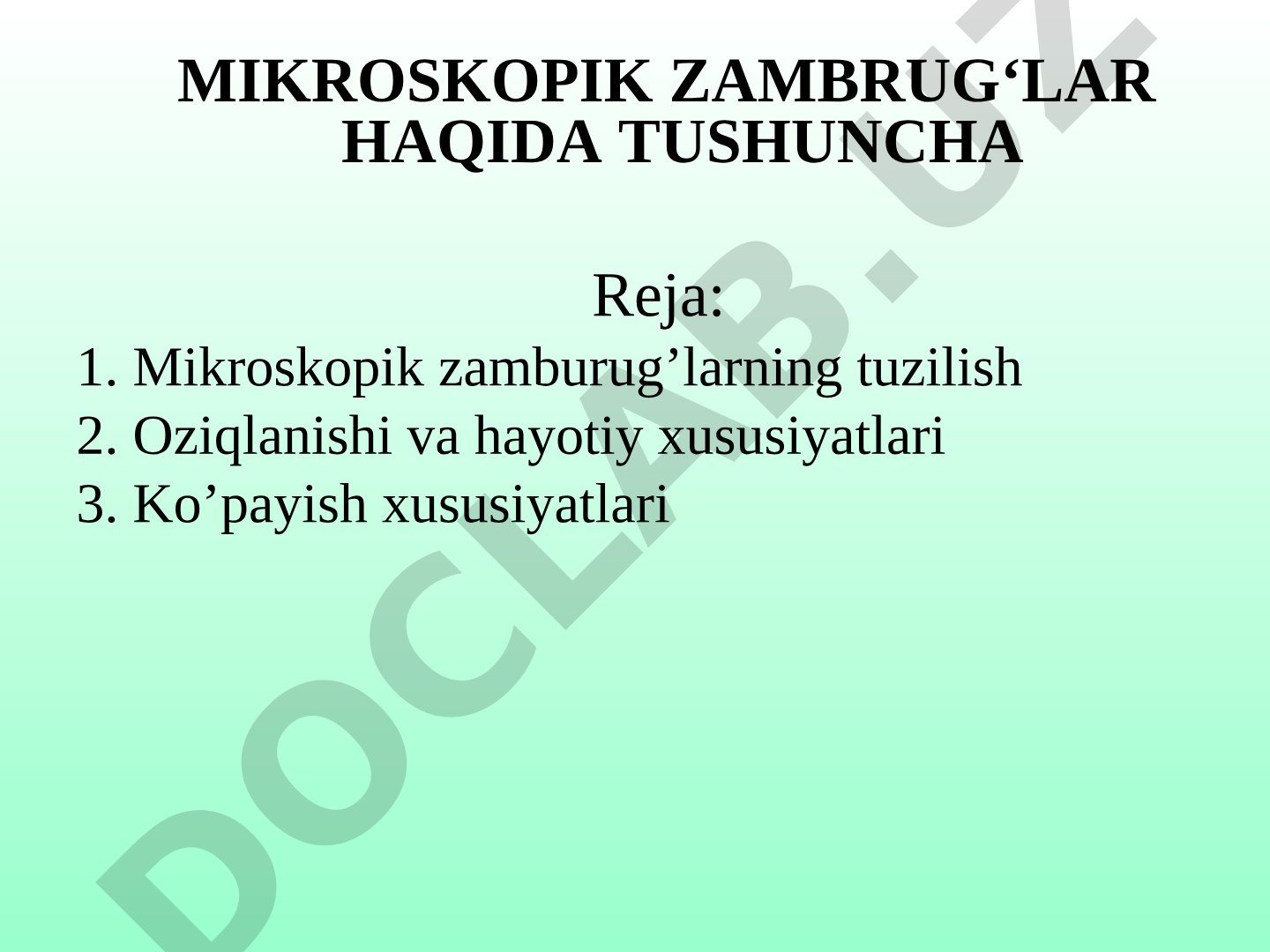 Mikroskopik zamburug'lar haqida tushuncha