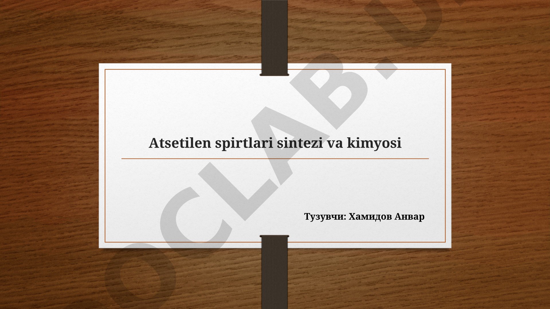 Atsetilen spirtlari sintezi va kimyosi