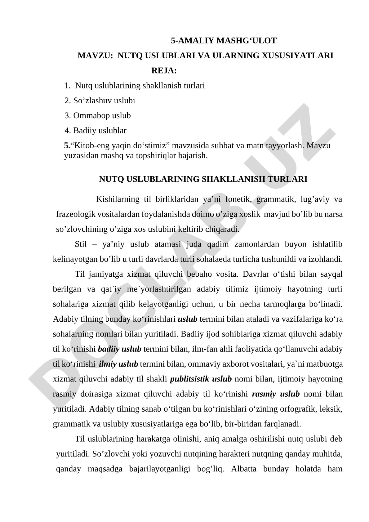 Nutq uslublari va ularning xususiyatlari