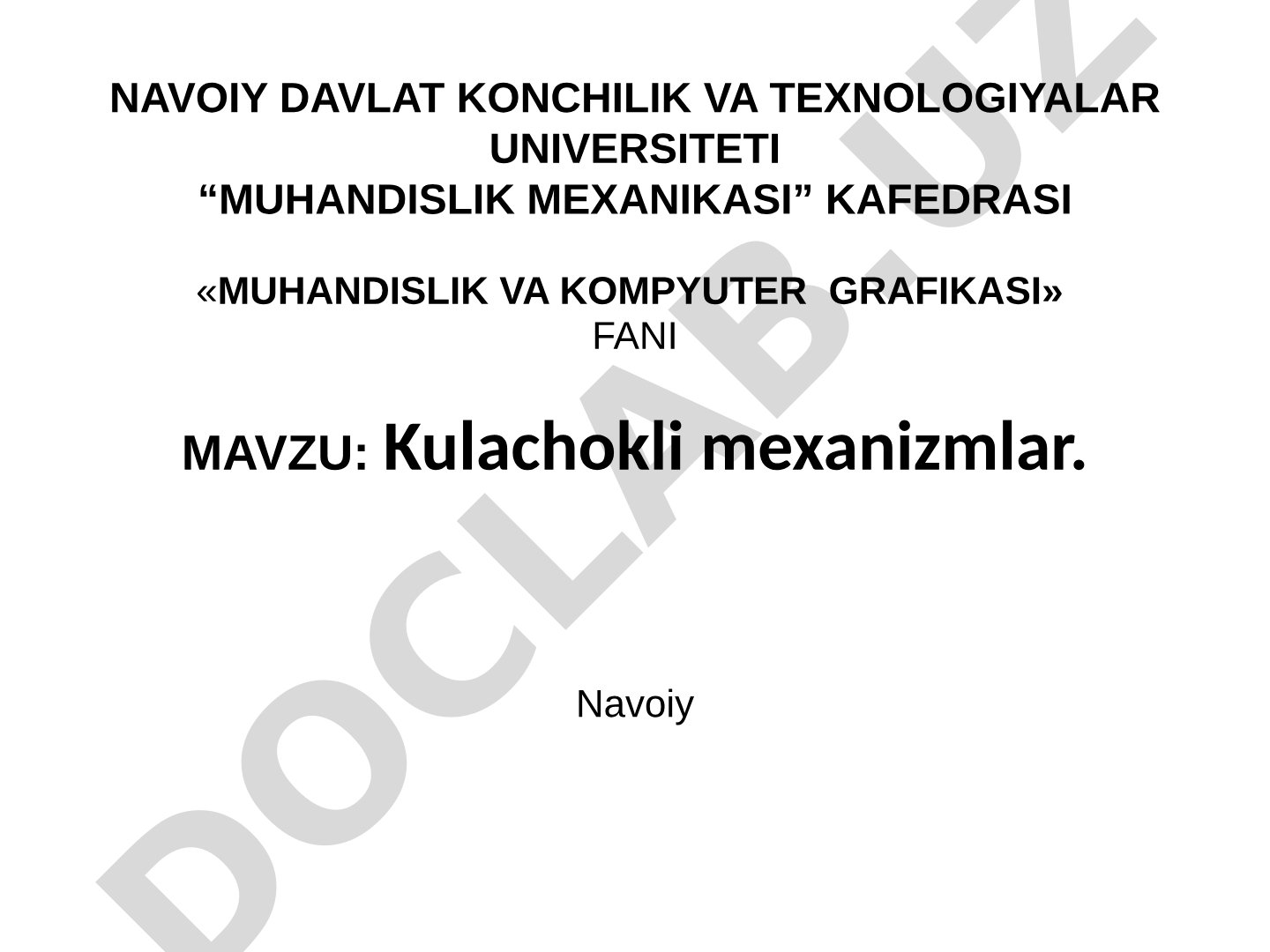 Kulachokli mexanizmlar