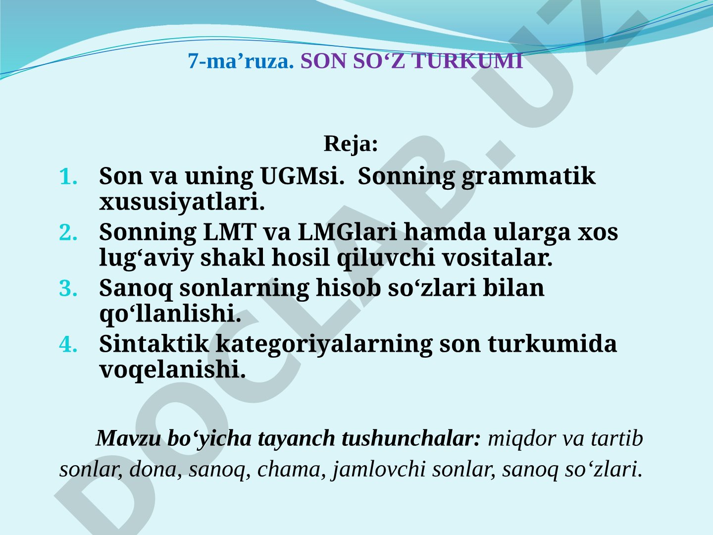 Son so‘z turkumi va uning grammatik xususiyatlari
