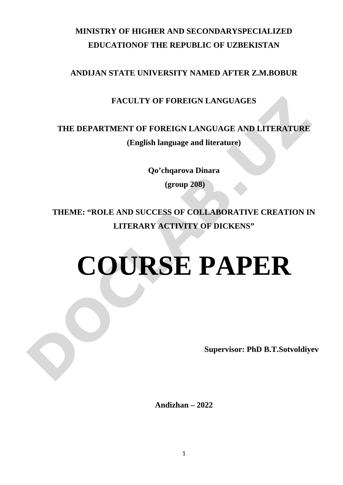 Role and success of collaborative creation in literary activity of Dickens