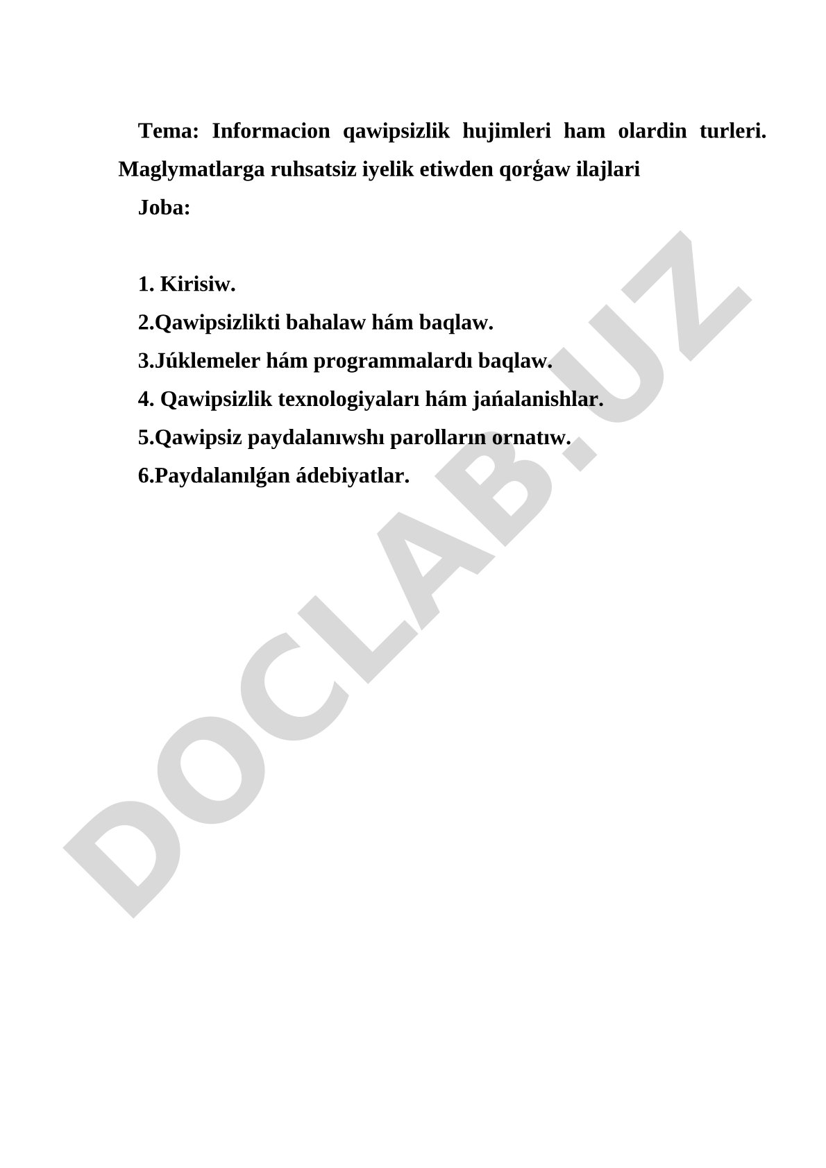 Informacion qawipsizlik hujimleri ham olardin turleri