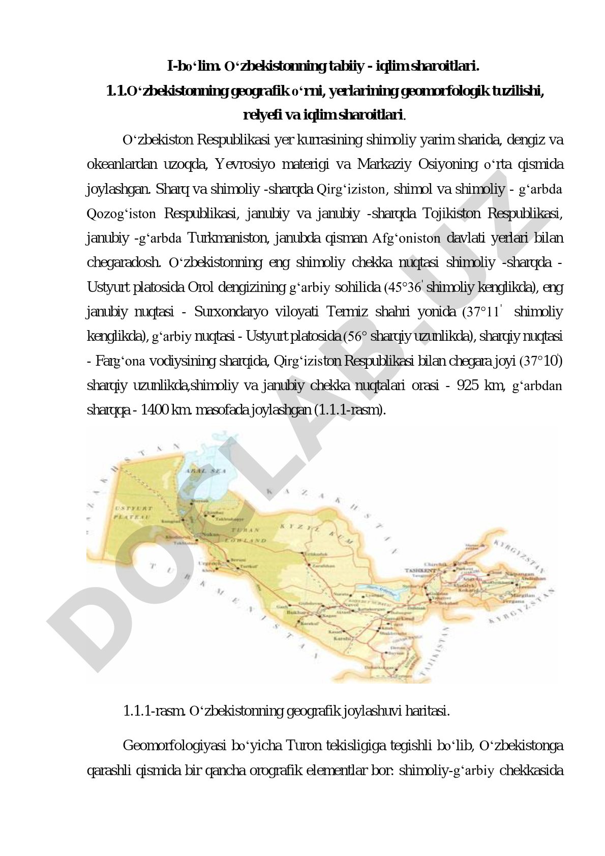 O'zbekistonning tabiiy-iqlim sharoitlari