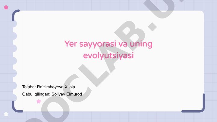 Yer sayyorasi va uning evolyutsiyasi