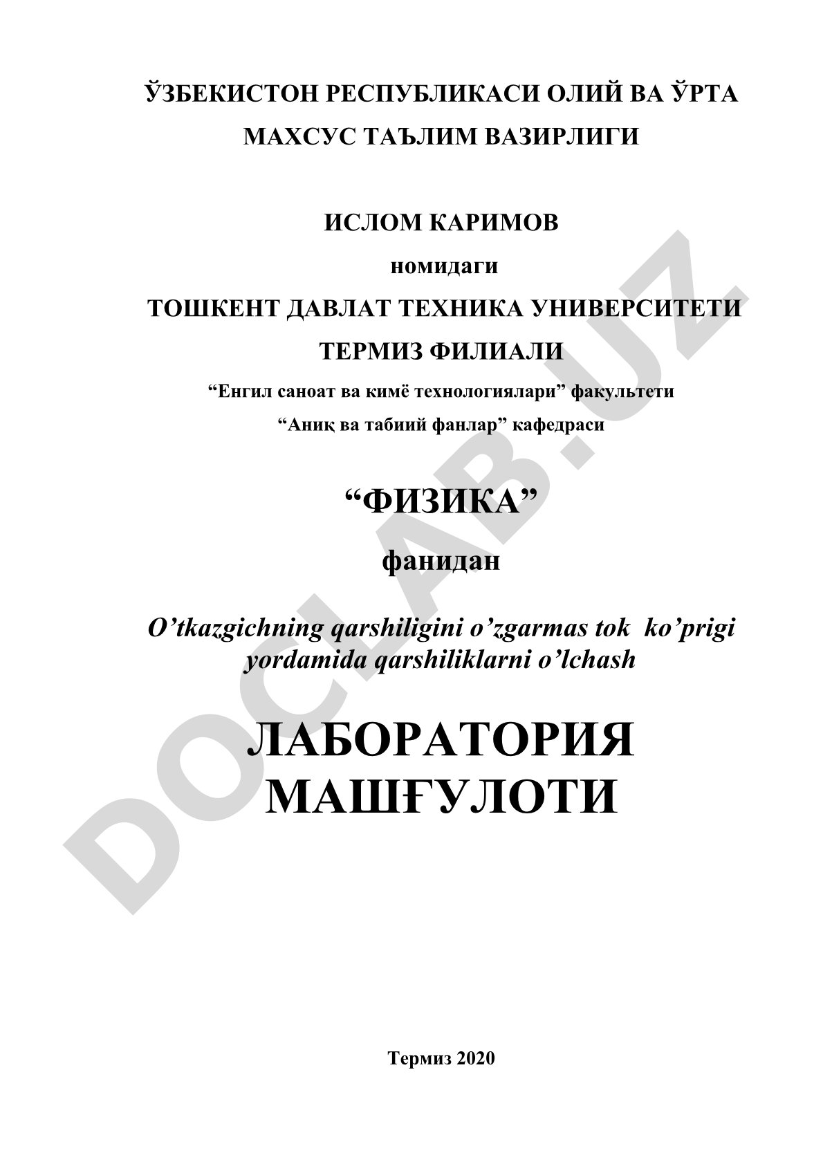 O‘tkazgichning qarshiligini o‘zgarmas tok ko‘prigi yordamida qarshiliklarni o‘lchash