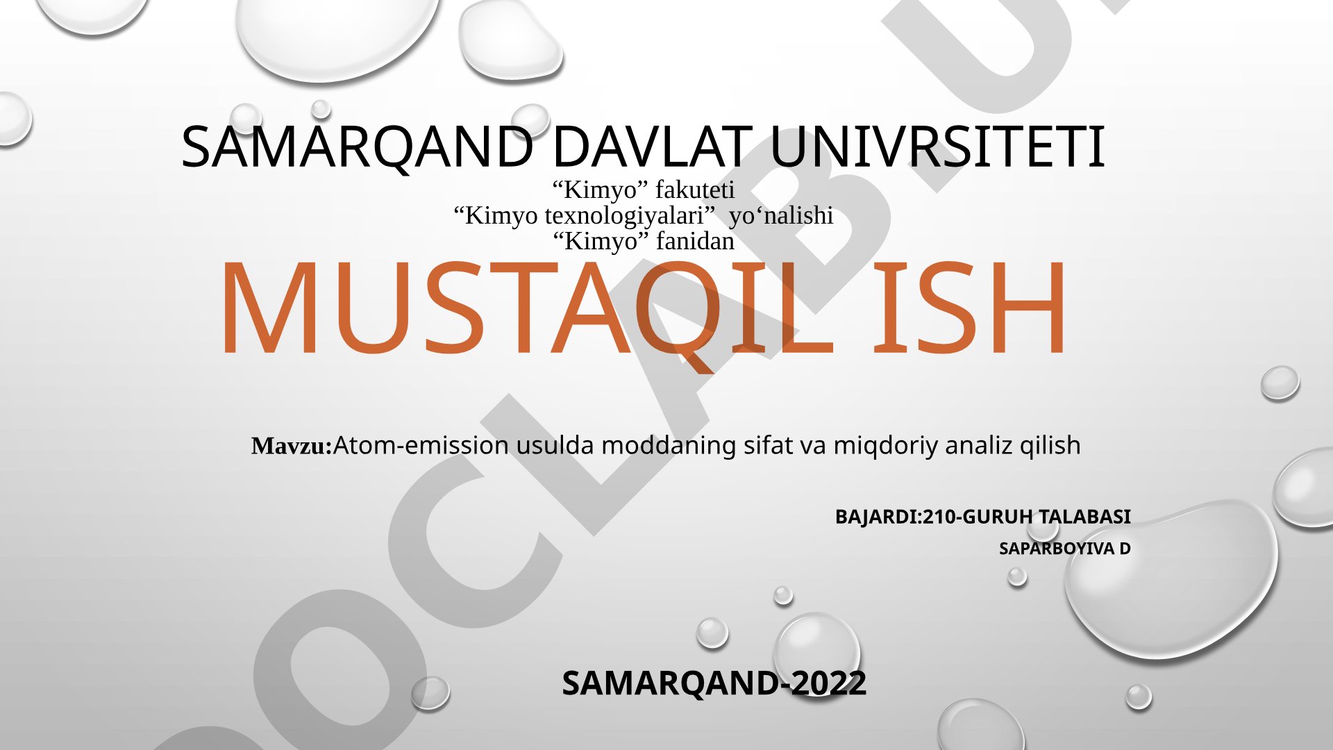 Atom-emission usulda moddaning sifat va miqdoriy analiz qilish