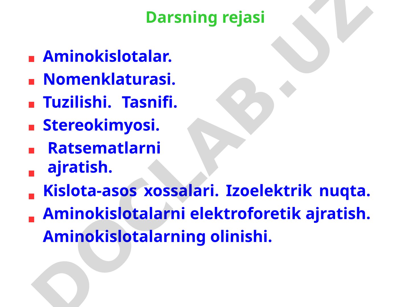 Aminokislotalar nomenklaturasi, tuzilishi, tasnifi va xossalari
