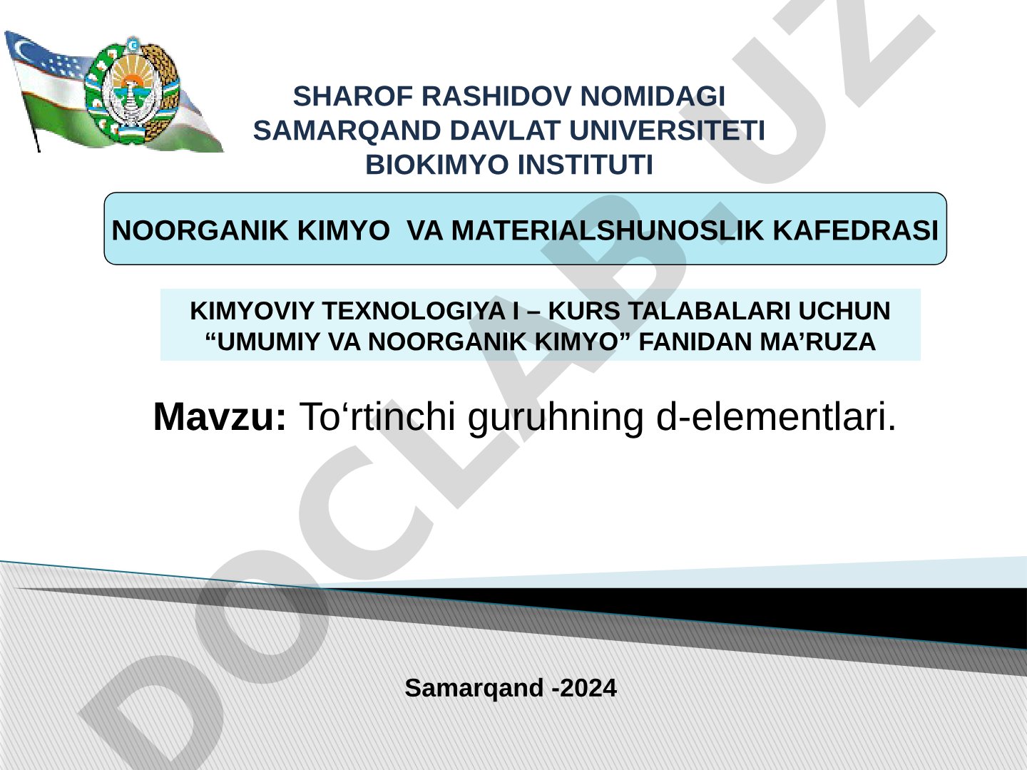 To‘rtinchi guruhning d-elementlari