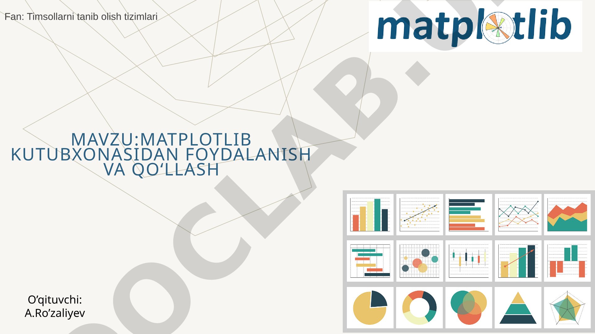 Matplotlib kutubxonasidan foydalanish va qo‘llash