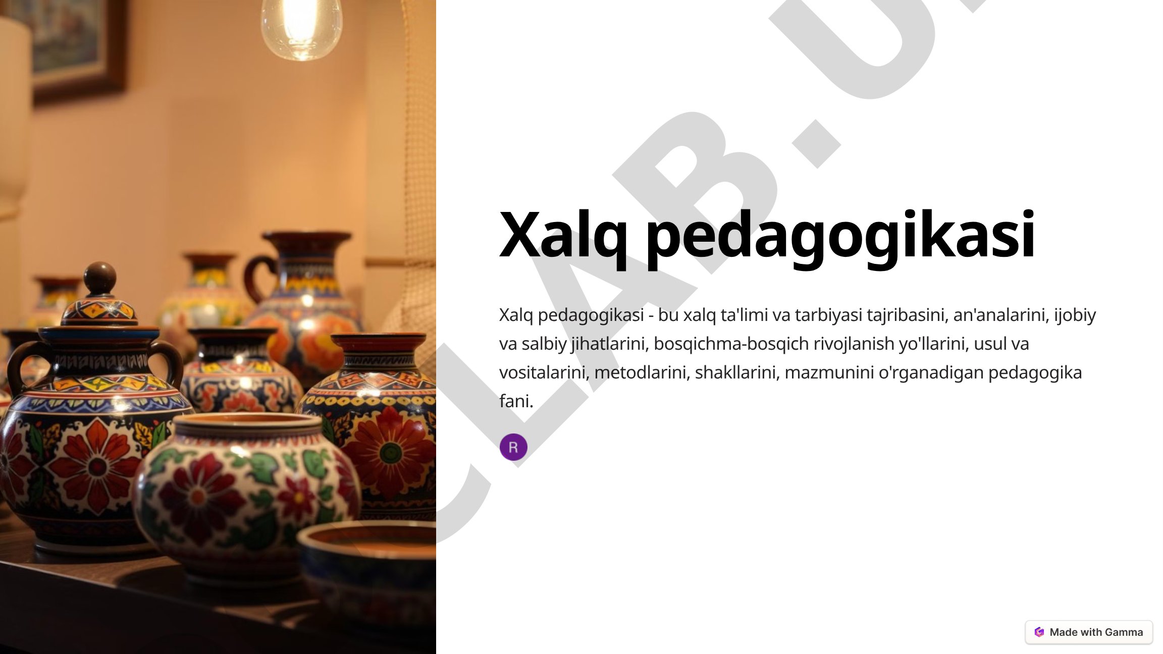 Xalq pedagogikasi tarixi va tamoyillari