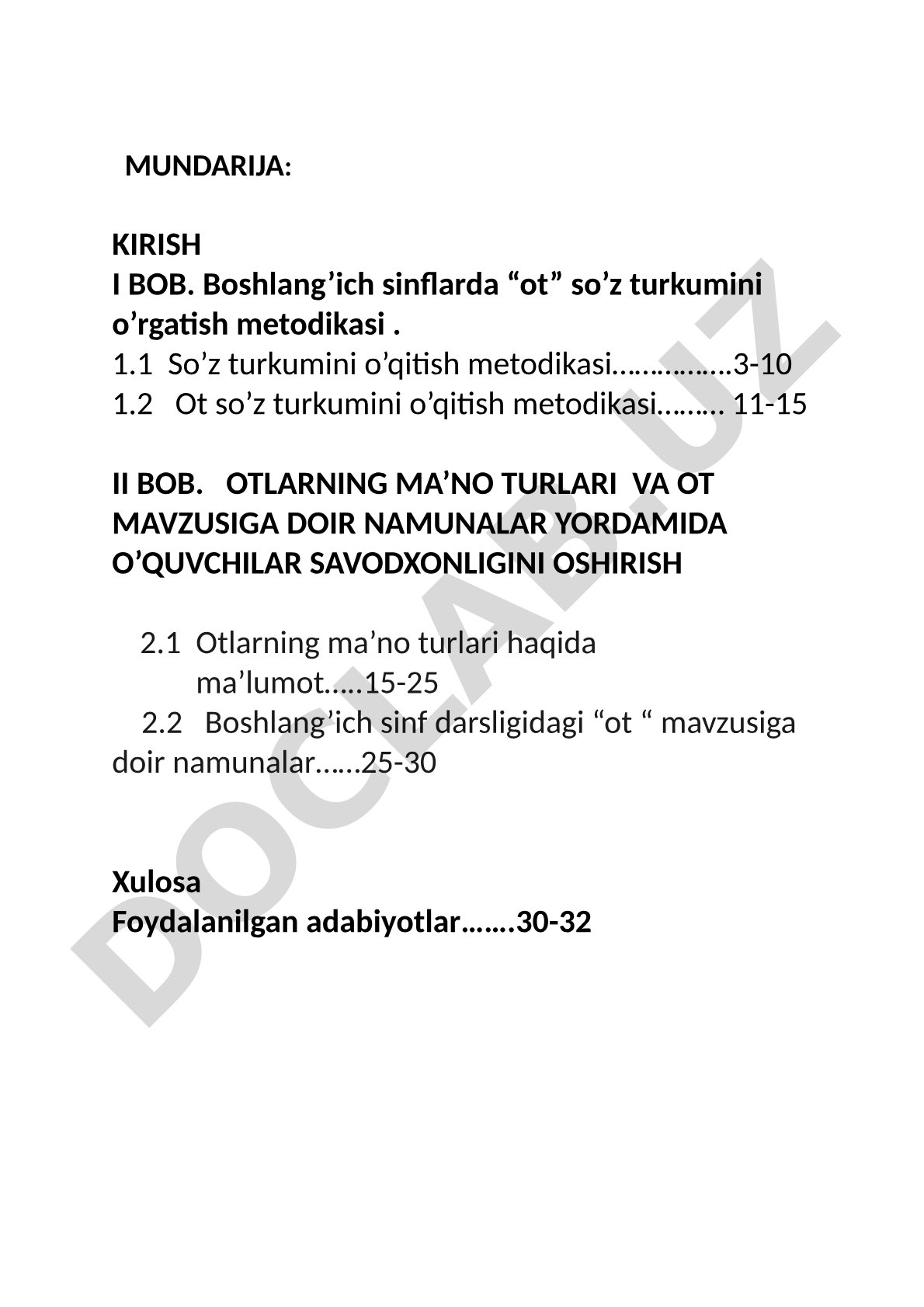 Boshlang’ich sinflarda “ot” mavzusini o’rgatish metodikasi