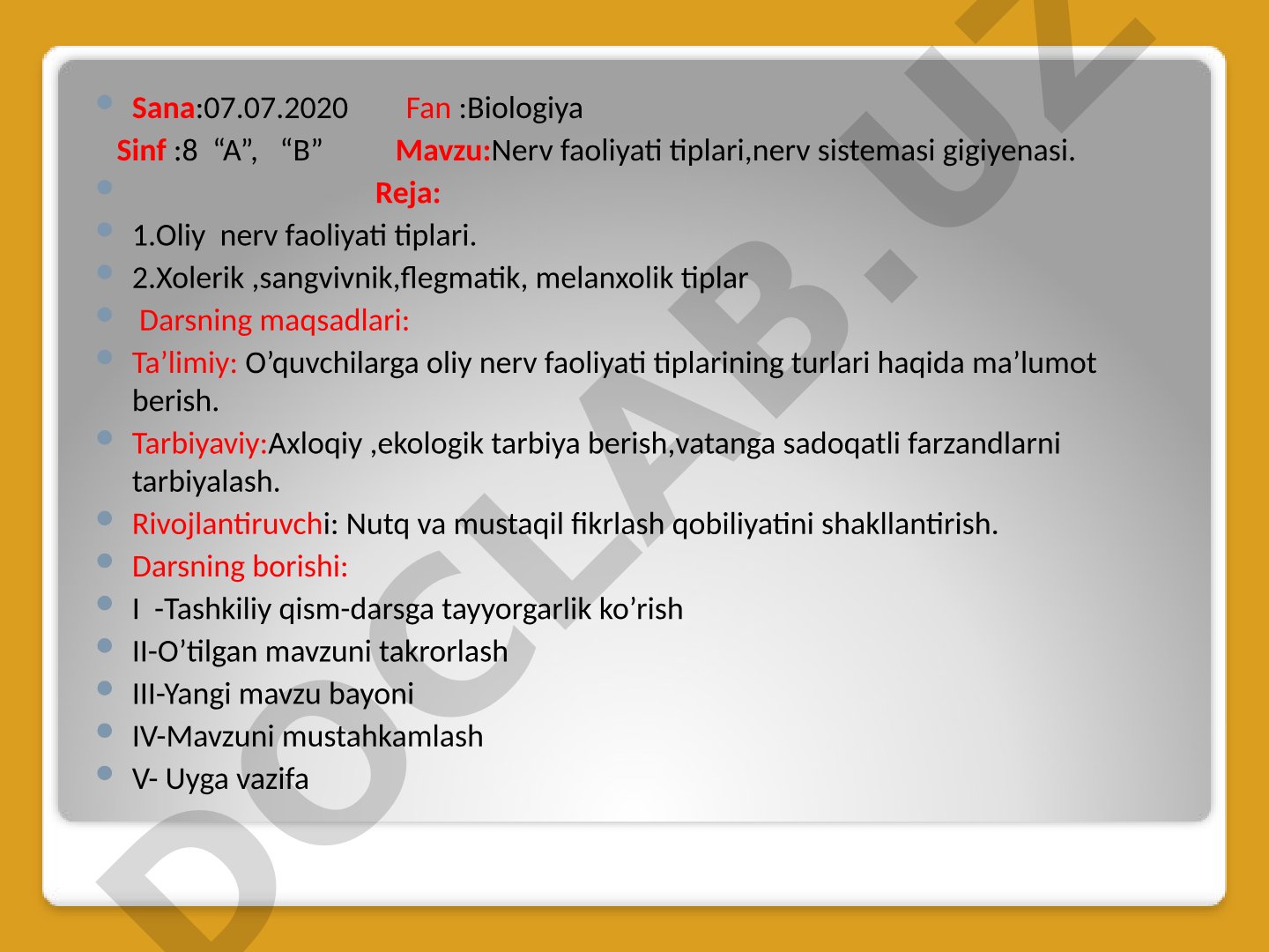 Nerv faoliyati tiplari, nerv sistemasi gigiyenasi