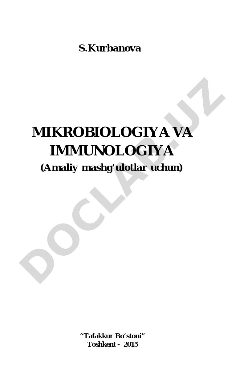 Mikrobiologiya va immunologiya (Amaliy mashg'ulotlar)