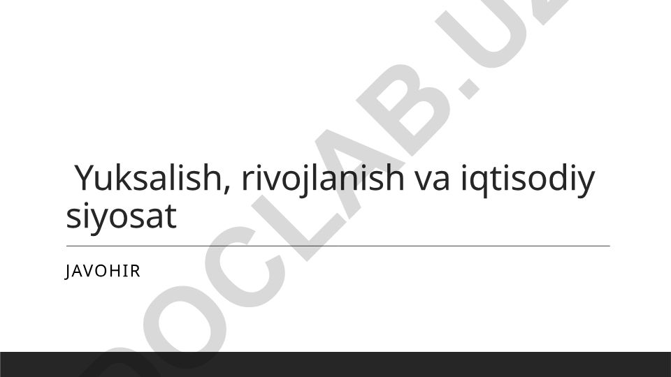 O'zbekistonda iqtisodiy o'sish dinamikasi va rivojlanish strategiyalari