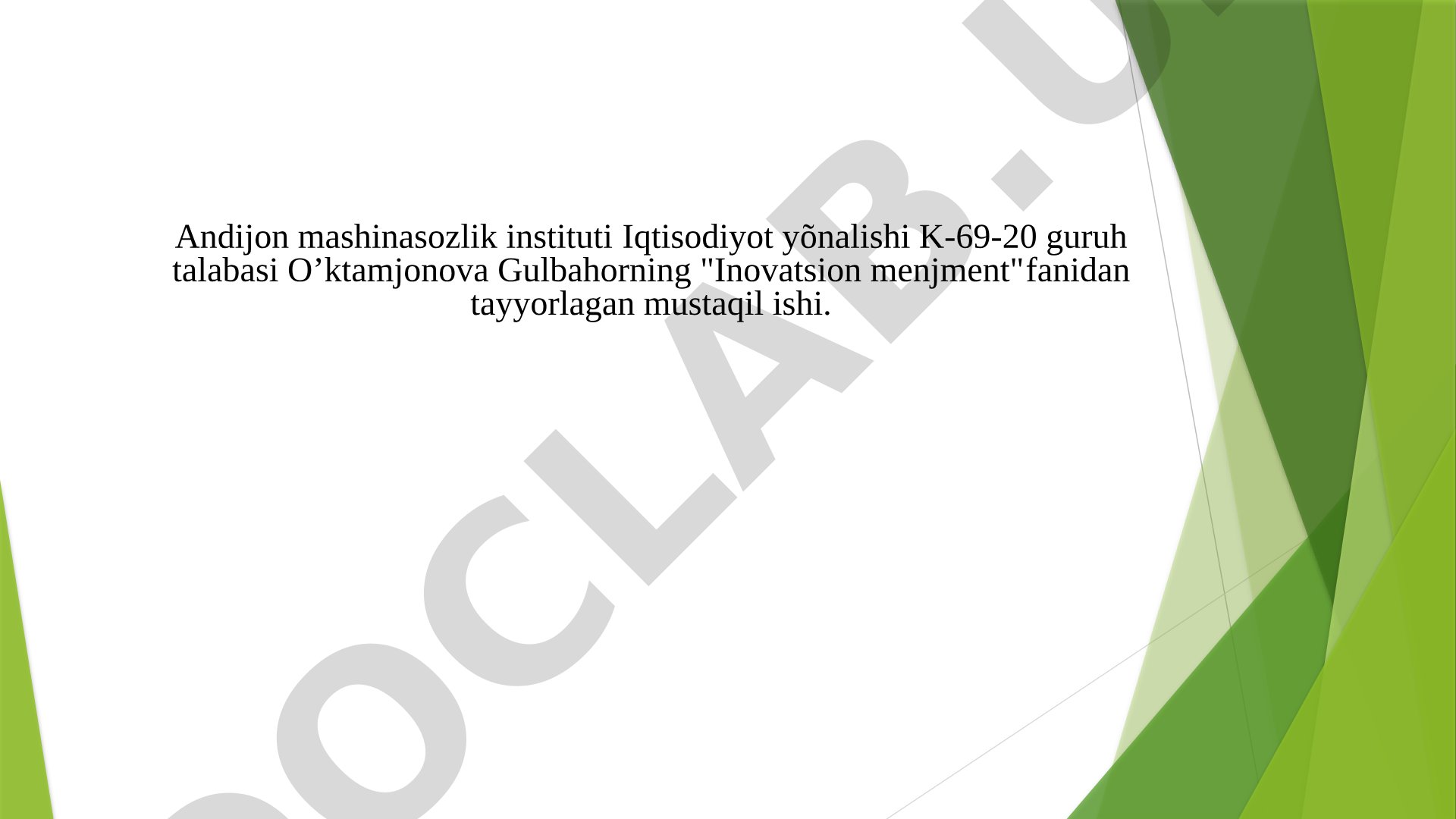 Innovatsion menejmentni tashkil qilish