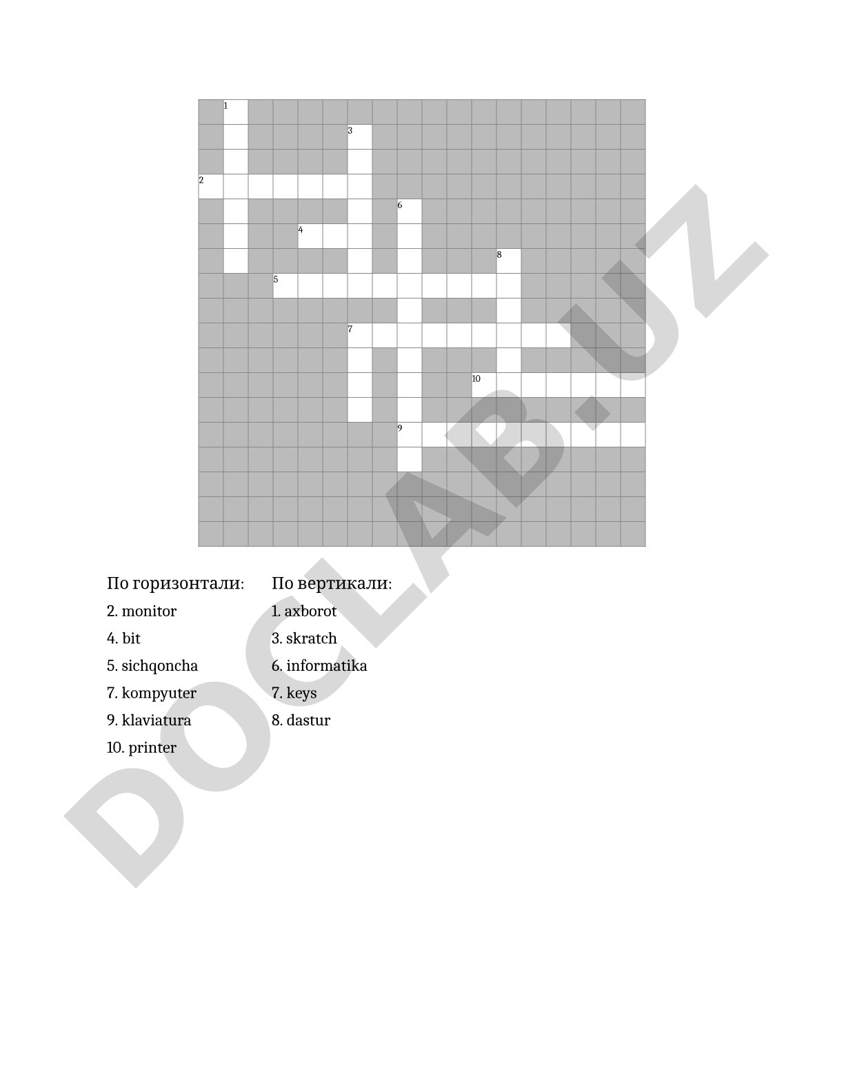 Informatika krossvordi