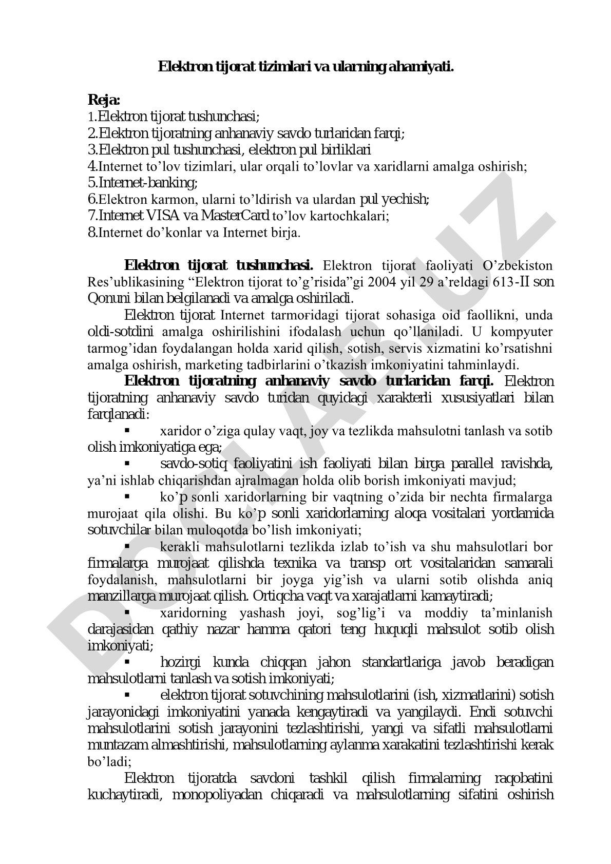 Elektron tijorat tizimlari va ularning ahamiyati