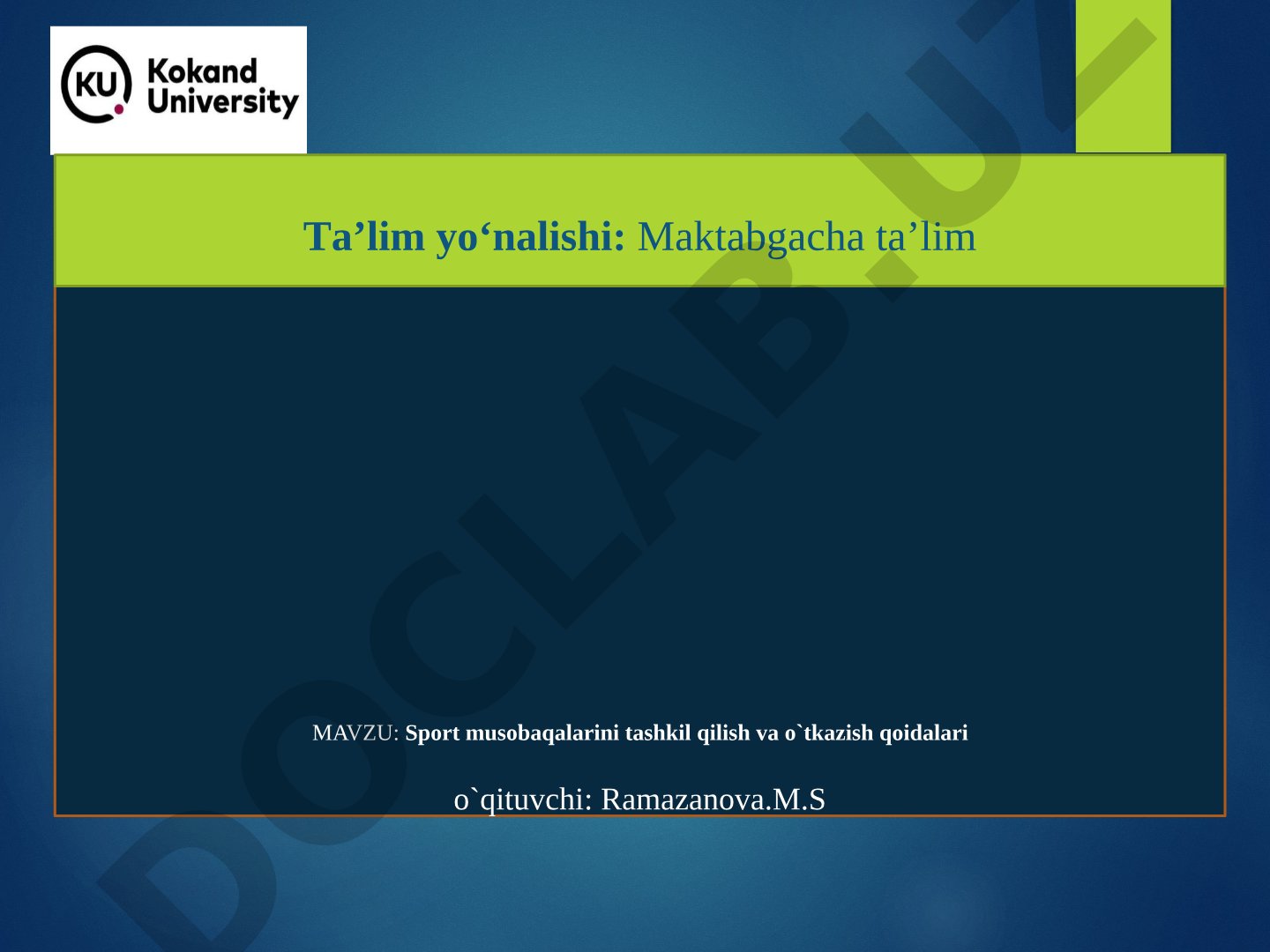 Sport musobaqalarini tashkil qilish va o`tkazish qoidalari