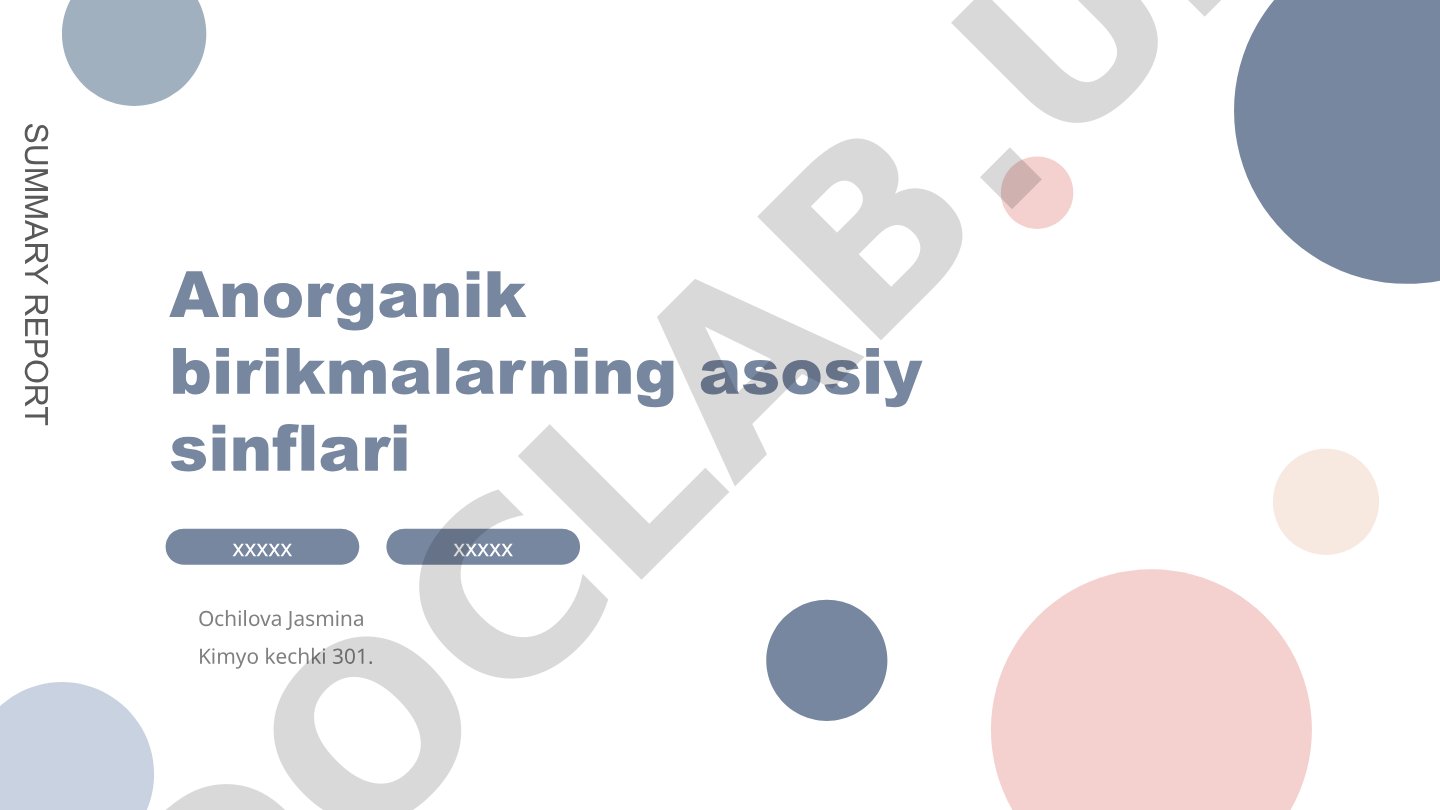 Anorganik birikmalarning asosiy sinflari