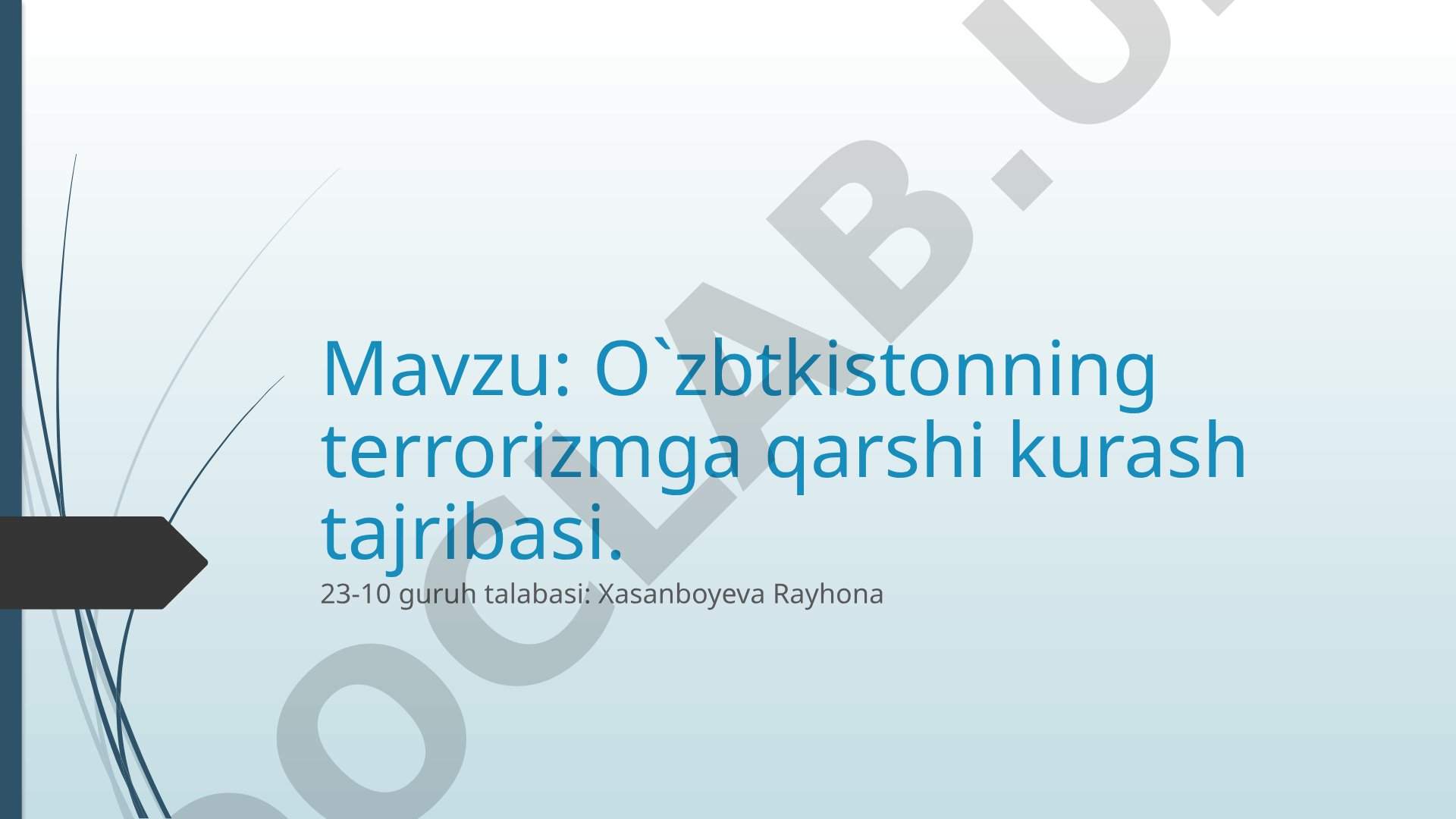 O'zbekistonning terrorizmga qarshi kurash tajribasi