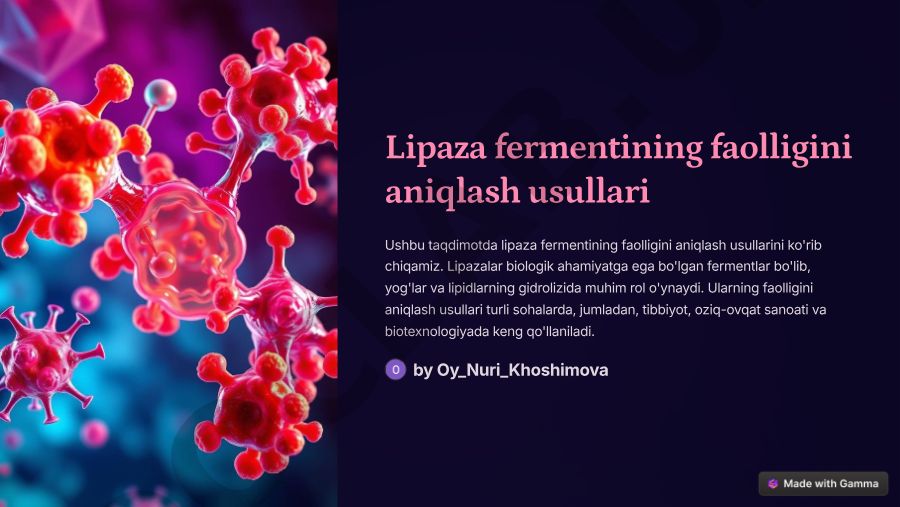 Lipaza fermentining faolligini aniqlash usullari