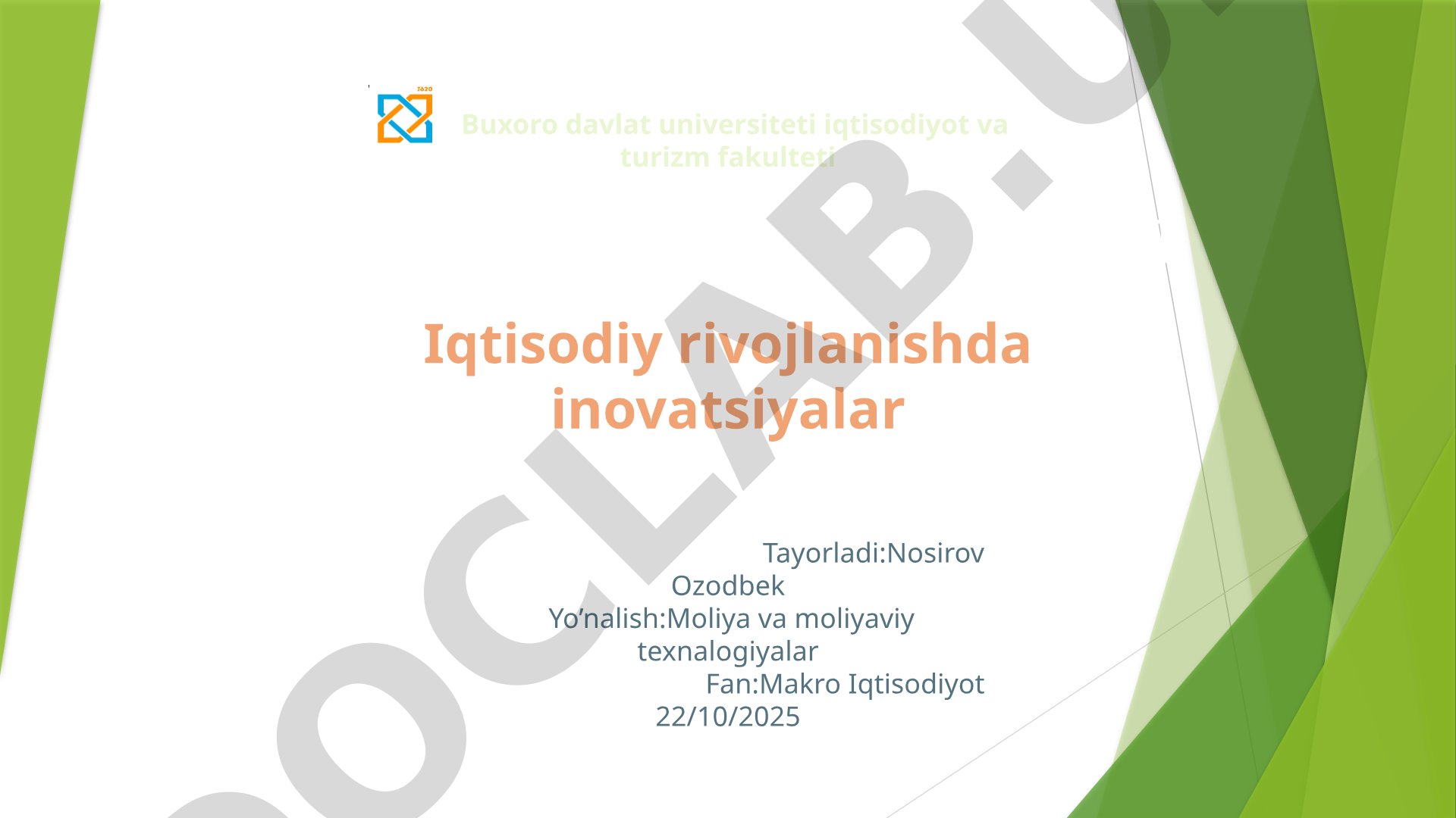 Iqtisodiy rivojlanishda inovatsiyalar
