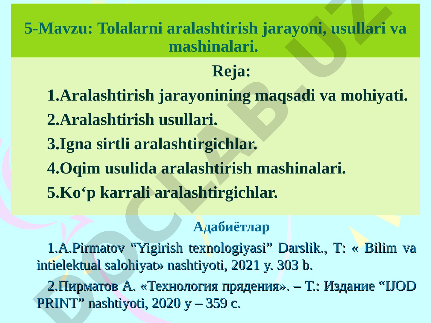 Tolalarni aralashtirish jarayoni, usullari va mashinalari