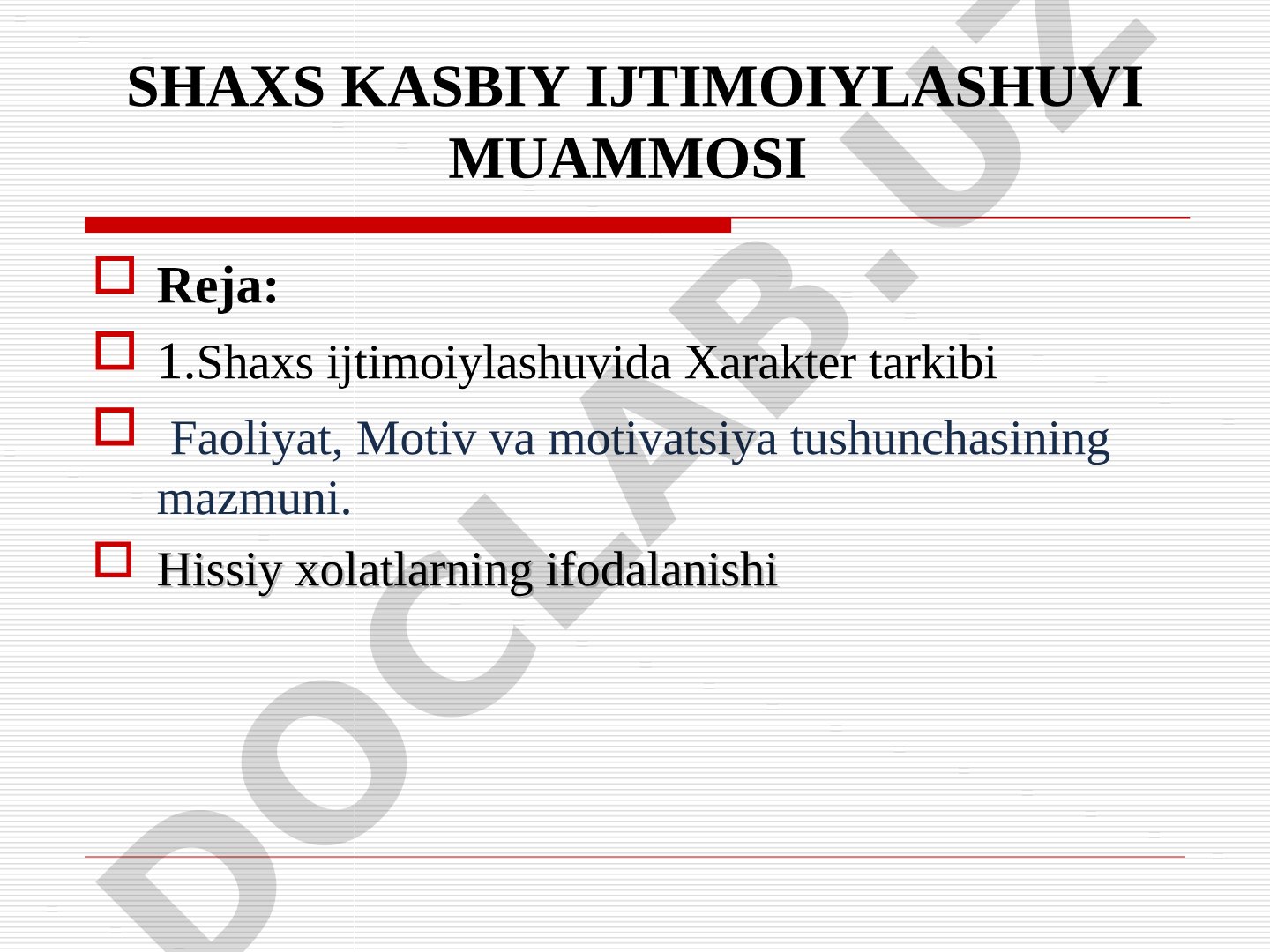 Shaxs kasbiy ijtimoiylashuvi muammosi