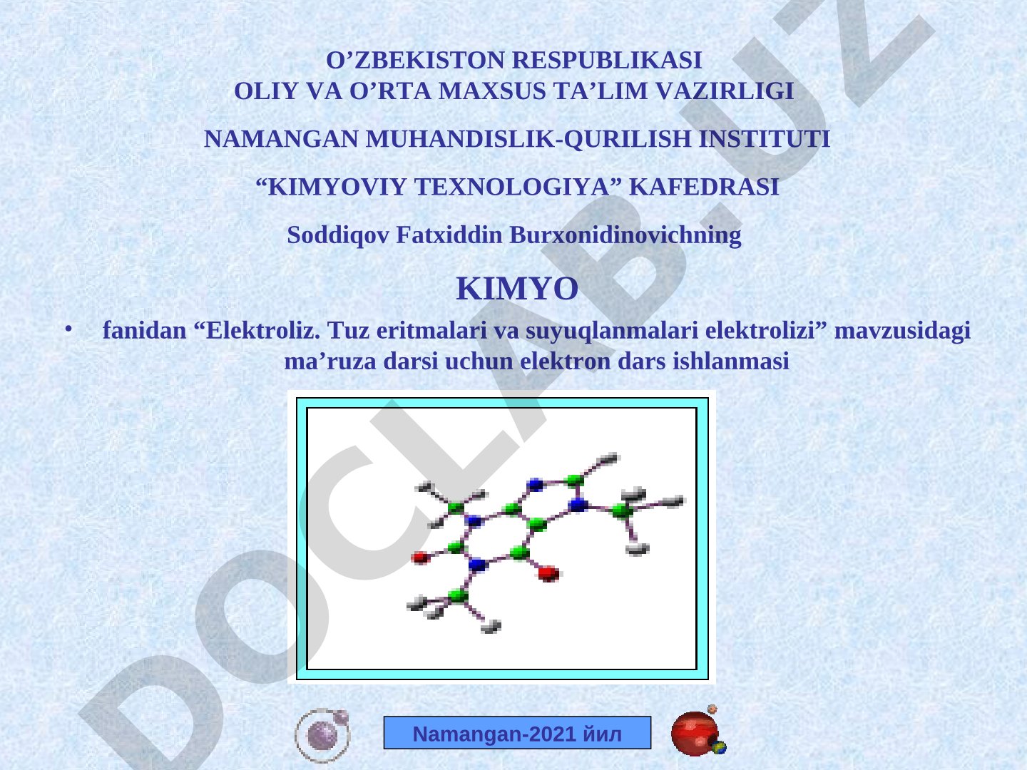 Elektroliz. Tuz eritmalari va suyuqlanmalari elektrolizi