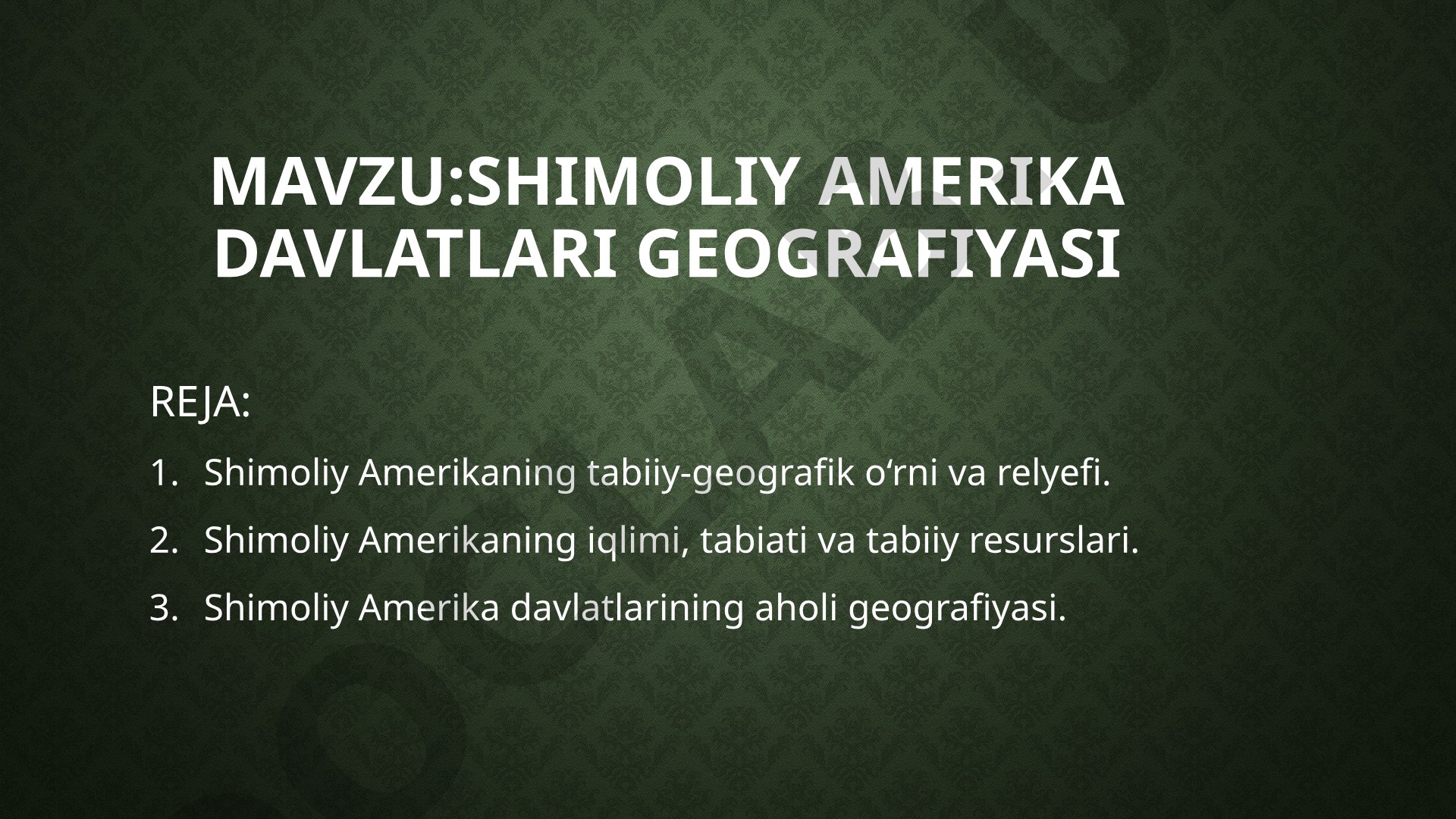 Shimoliy Amerika davlatlari geografiyasi