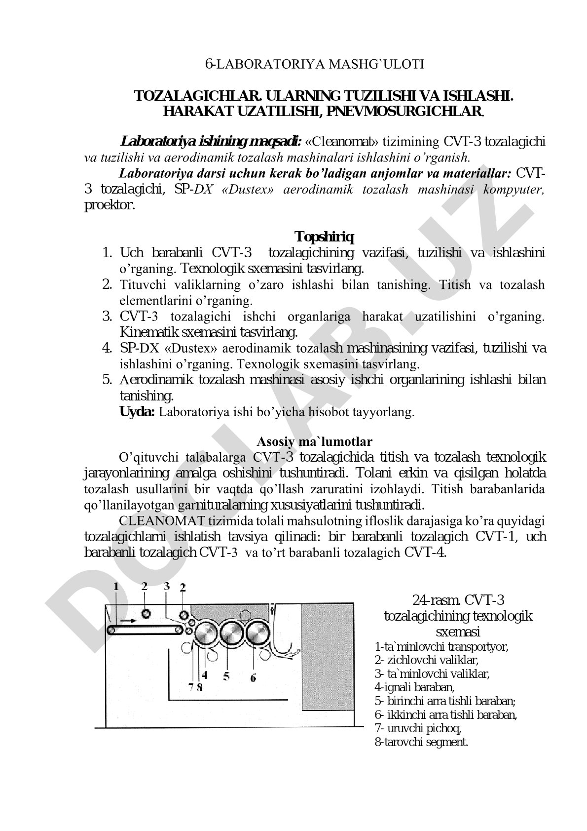 Tozalagichlarning tuzilishi va ishlashi