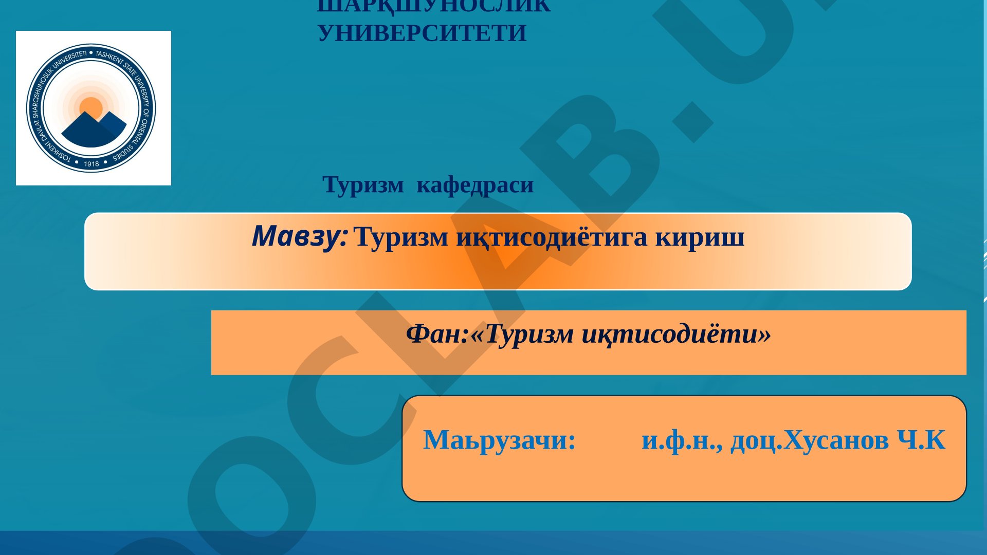 Turizm iqtisodiyotiga kirish