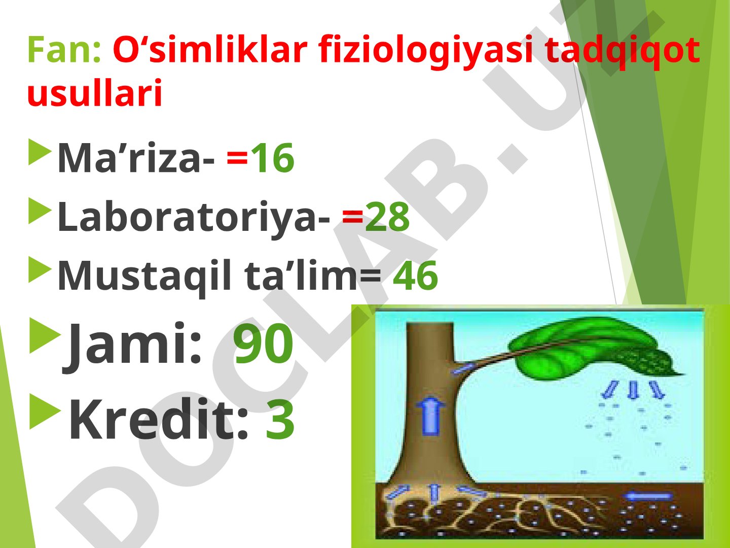 O‘simliklar fiziologiyasi tadqiqot usullari
