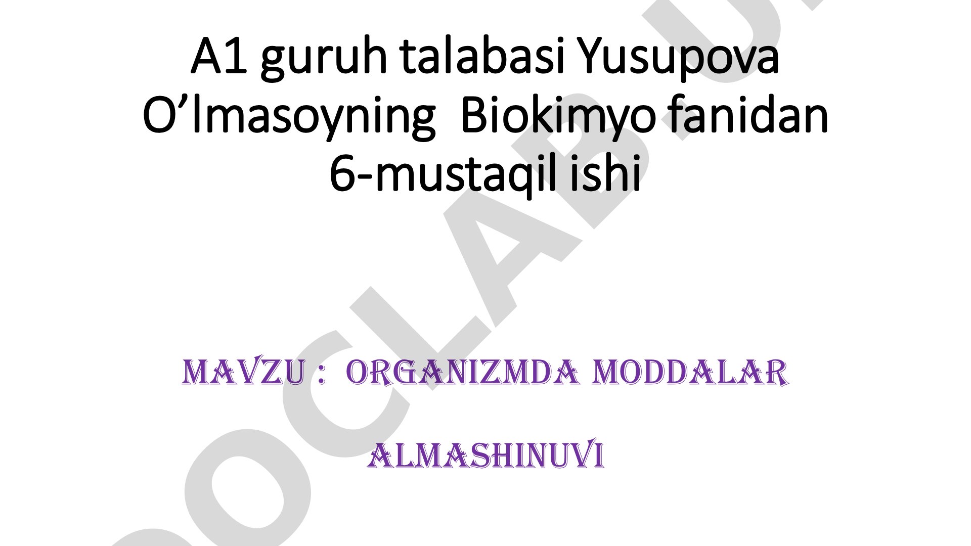 Organizmda moddalar almashinuvi