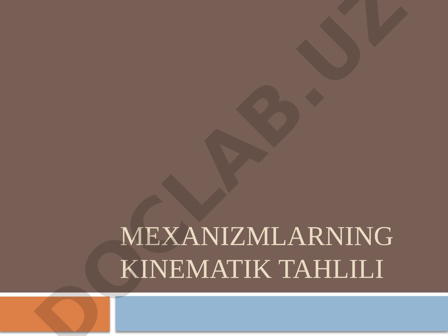 Mexanizmlarning kinematik tahlili, parametrlari va usullari bayon etilgan