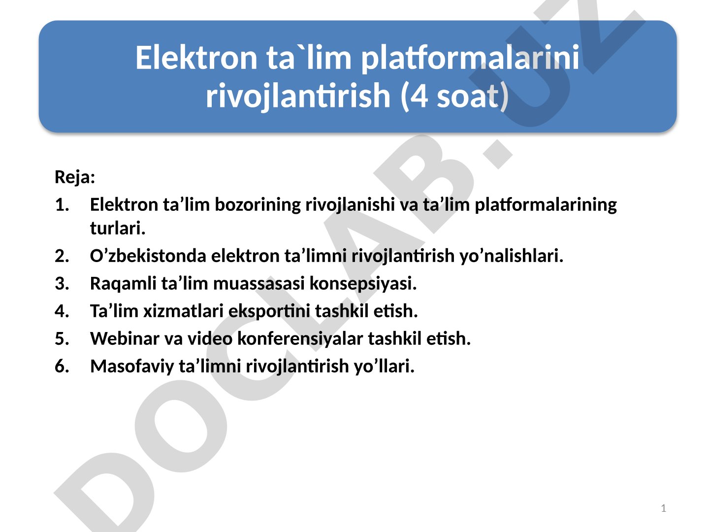 Elektron ta'lim platformalarini rivojlantirish