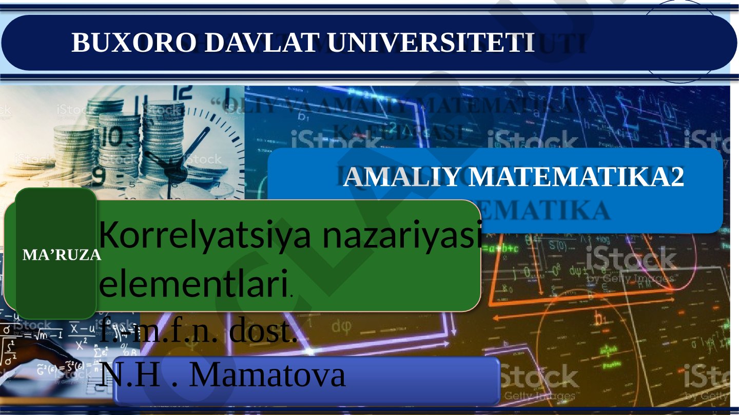 Korrelyatsiya nazariyasi elementlari