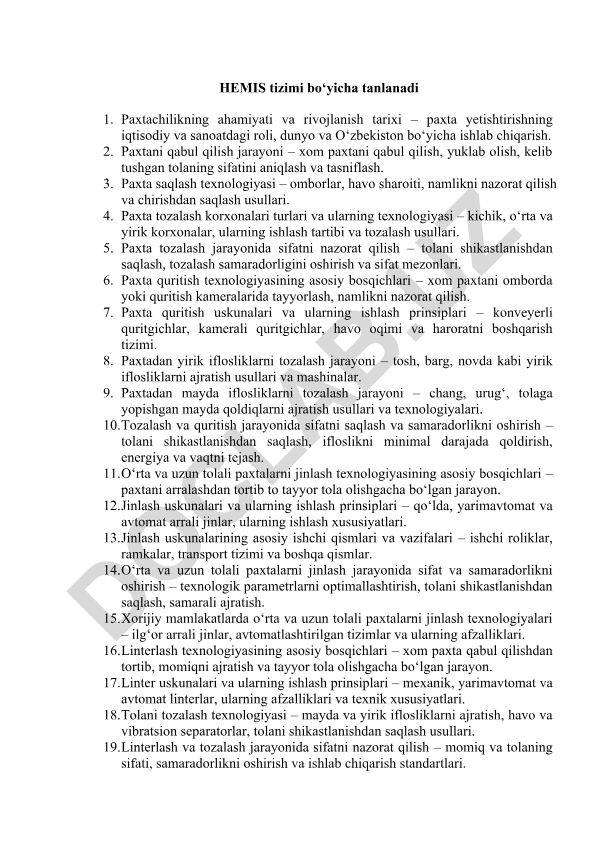 Paxtachilik va paxta qayta ishlash texnologiyalari